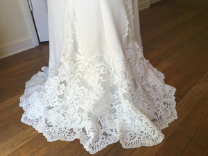 Essence of Australia 'Lace Cap Sleeve' size 8 new wedding dress view of train