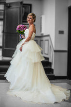 Load image into Gallery viewer, MTA Solano &#39;Ivory Elegance&#39; size 4 used wedding dress side view on bride

