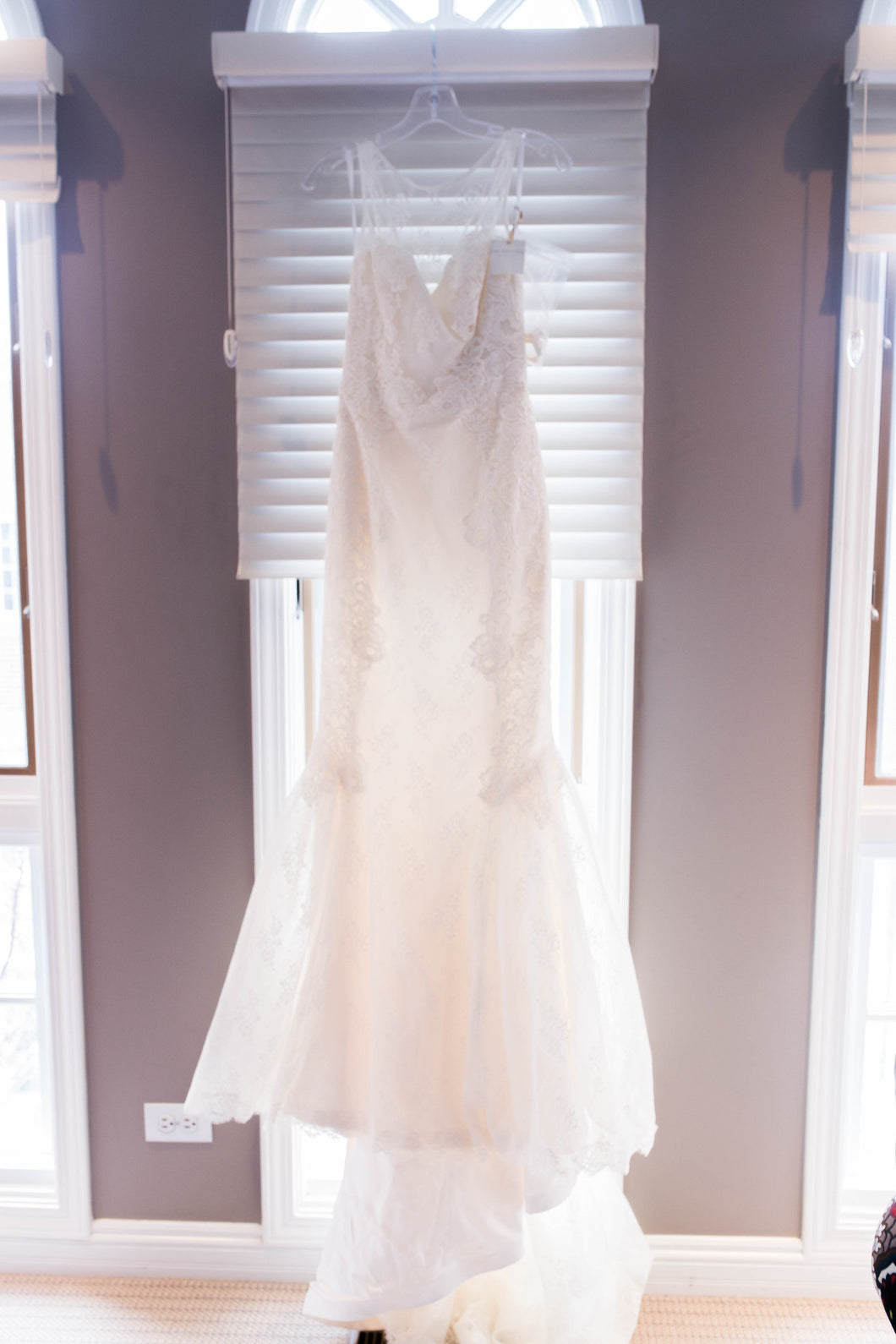 Amy Kuschel 'Monroe' size 0 new wedding dress front view on hanger