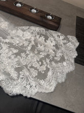 Load image into Gallery viewer, Oleg Cassini &#39;Beaded Lace Ballgown CWG780&#39; &amp; Cathedral Veil
