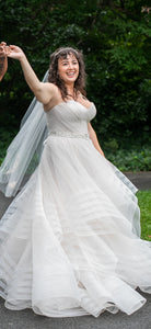 Watters '12800' wedding dress size-12 PREOWNED