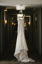 Load image into Gallery viewer, Berta &#39;Open Back&#39; size 2 used wedding dress front view on hanger

