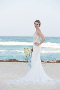 Blue by Enzoani 'Crepe trumphet ' wedding dress size-08 PREOWNED