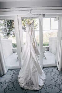 Victor Harper Couture '206' size 6 sample wedding dress back view on hanger