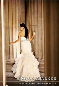 Modern Trousseau "Mika" size 6 used wedding dress back view on bride
