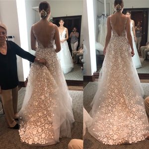 Mira Zwillinger 'Julie' size 6 new wedding dress front/back views on bride