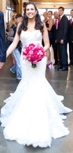 Load image into Gallery viewer, Maggie Sottero &#39;Lace Fit To Flare&#39; size 8 used wedding dress front view on bride
