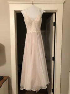 Essence of Australia 'Lace Organza And Tulle' size 10 used wedding dress front view on hanger