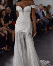 Load image into Gallery viewer, Pnina Tornai &#39;Glitter Draped&#39; size 8 used wedding dress front view on model
