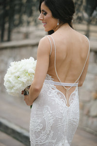 Berta 'Open Back' size 2 used wedding dress back view on bride