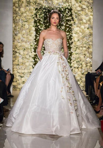 Reem Acra 'I'm Awesome' size 2 used wedding dress front view on model