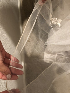 Lillian West '66025' size 8 used wedding dress close up of fabric