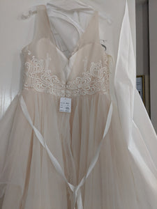 Galina 'Tulle Tank V-Neck' size 10 new wedding dress back view on hanger