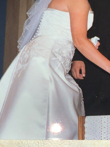 Matthew Christopher 'A line strapless pure 100% silk ' wedding dress size-16 NEW