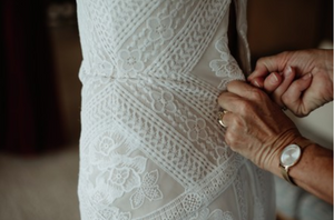 Rue De Seine 'Fox' size 4 used wedding dress close up of fabric