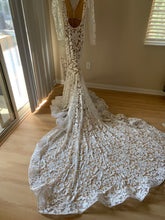 Load image into Gallery viewer, Michael Costello &#39;Custom&#39; size 4 used wedding dress back view on hanger
