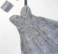 Load image into Gallery viewer, Jovani &#39;Silver Ball Gown&#39; size 12 new wedding dress front view flat
