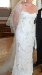 Reem Acra 'Over the Moon' size 16 used wedding dress front view on bride