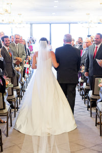 Amsale 'Rowan' size 12 used wedding dress back view on bride
