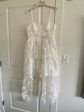 Load image into Gallery viewer, Self-Portrait &#39;Ivory Blossom Sequin Tiered Midi Dress&#39; wedding dress size-08 NEW

