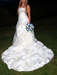 Kenneth Winston '1458' size 12 used wedding dress front view on bride