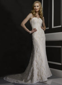Robert Bullock 'Virgina' size 8 used wedding dress front view on model