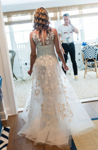 Reem Acra 'Essence of Joy' size 2 used wedding dress back view on bride
