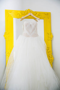 Vera Wang 'Octavia' size 8 used wedding dress front view on hanger