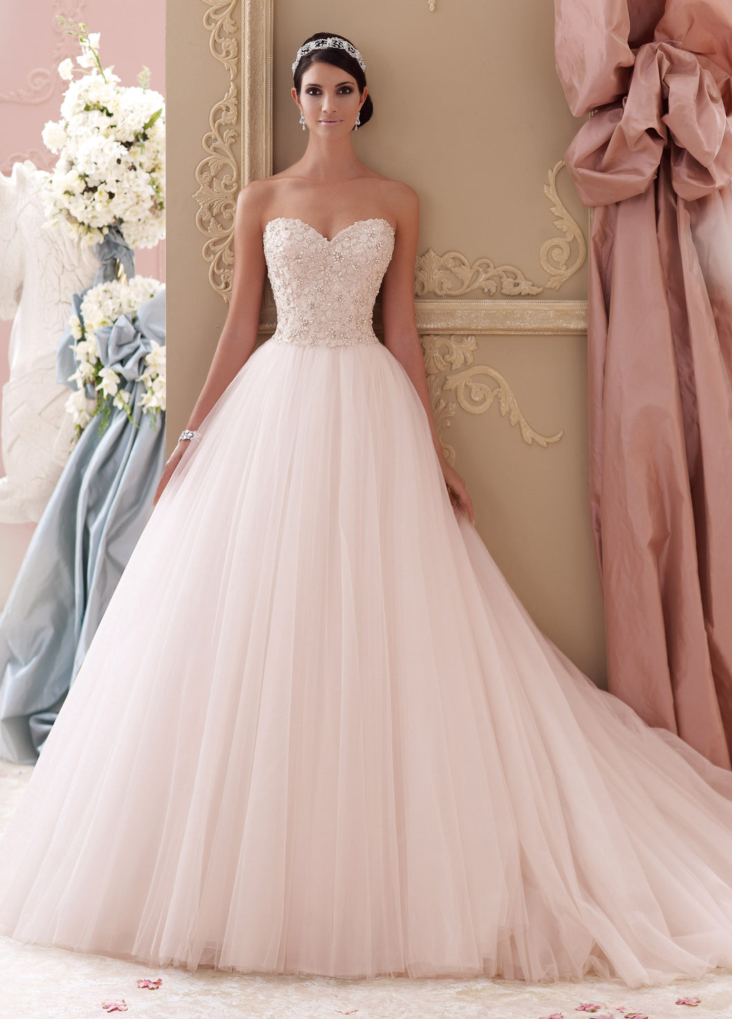 David Tutera 'Luca' size 14 new wedding dress front view on model