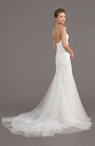 Amsale 'Kalel' size 6 used wedding dress back view on model