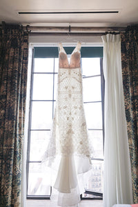 Lazaro '3558' size 2 used wedding dress front view on hanger