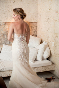Ines Di Santo 'Elisavet' size 2 used wedding dress back view on bride