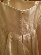 Load image into Gallery viewer, Christos &#39;Elegant Sheath&#39; size 8 used wedding dress back view on hanger
