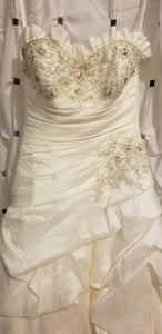 Mori Lee 'Ivory' size 2 used wedding dress front view on hanger
