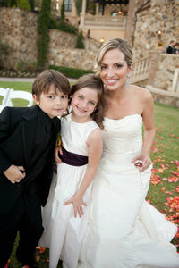 Melissa Sweet 'Jillian' size 2 used wedding dress front view on bride