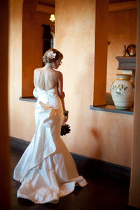 Melissa Sweet 'Jillian' size 2 used wedding dress back view on bride