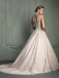 Allure Bridals '9114' size 2 used wedding dress back view on model