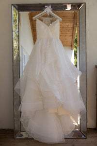 Hayley Paige 'Bahati' size 10 used wedding dress front view on hanger