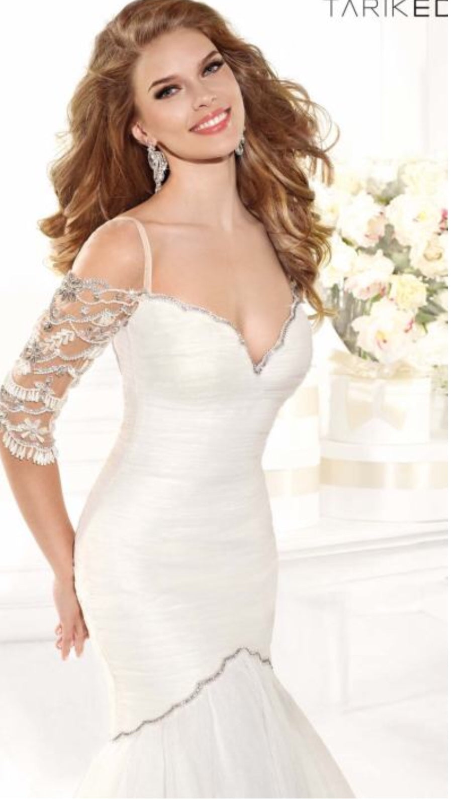 Tarik Ediz 'Mermaid' size 8 new wedding dress front view on model