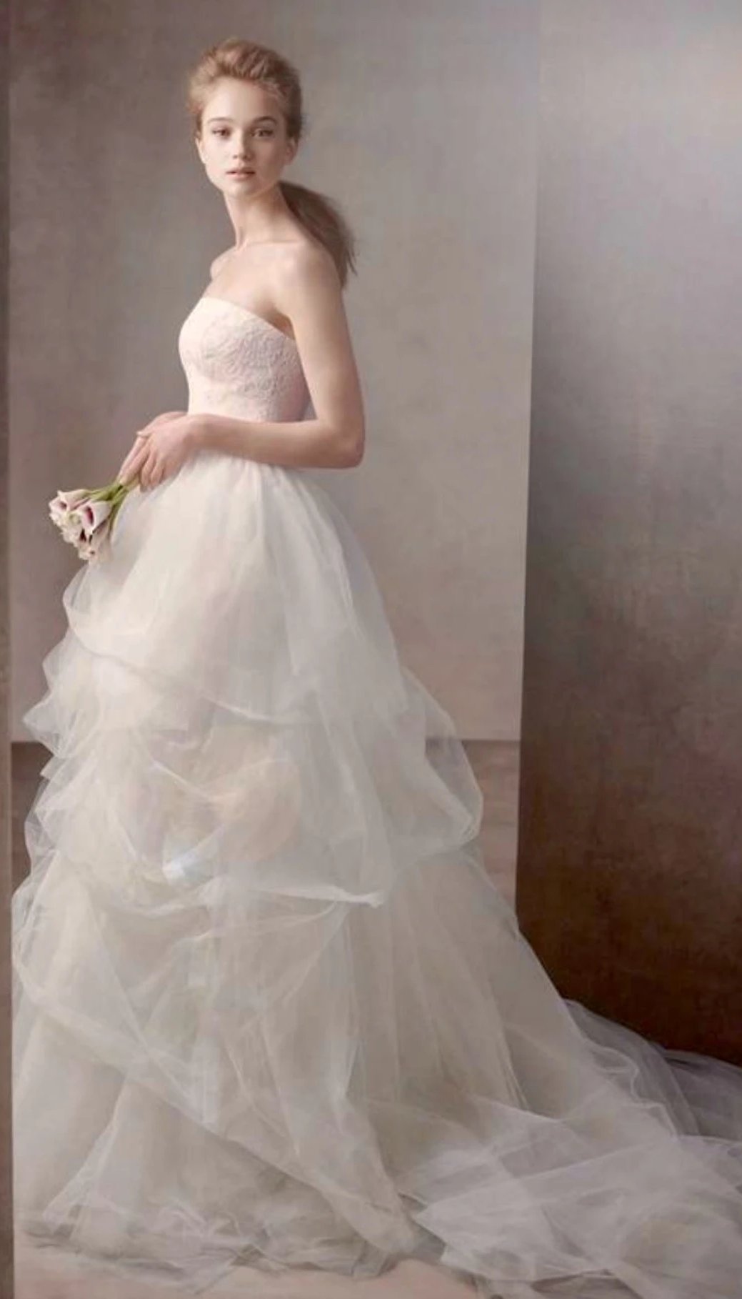 Vera Wang White 'Ball Gown 351065' size 8 used wedding dress side view on model