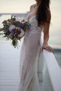 Berta '15-114' size 4 used wedding dress side view on bride