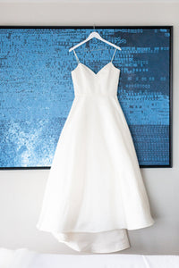 Amsale 'Rowan' size 12 used wedding dress front view on hanger