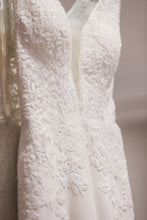 Load image into Gallery viewer, Custom &#39;Fit And Flare&#39; size 2 used wedding dress front view on hanger
