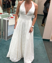 Load image into Gallery viewer, David&#39;s Bridal &#39;Lace Halter&#39; size 6 new wedding dress front view on bride
