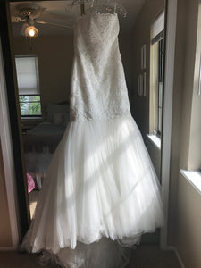 Pronovias 'Ona' size 12 sample wedding dress front view on hanger