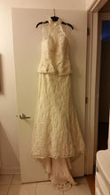 Load image into Gallery viewer, Demetrios &#39;Lace and Bead&#39; size 8 used wedding dress front view on hanger
