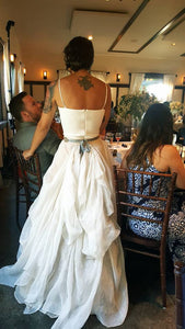 Carol Hannah 'Kensington' size 2 used wedding dress back view on bride