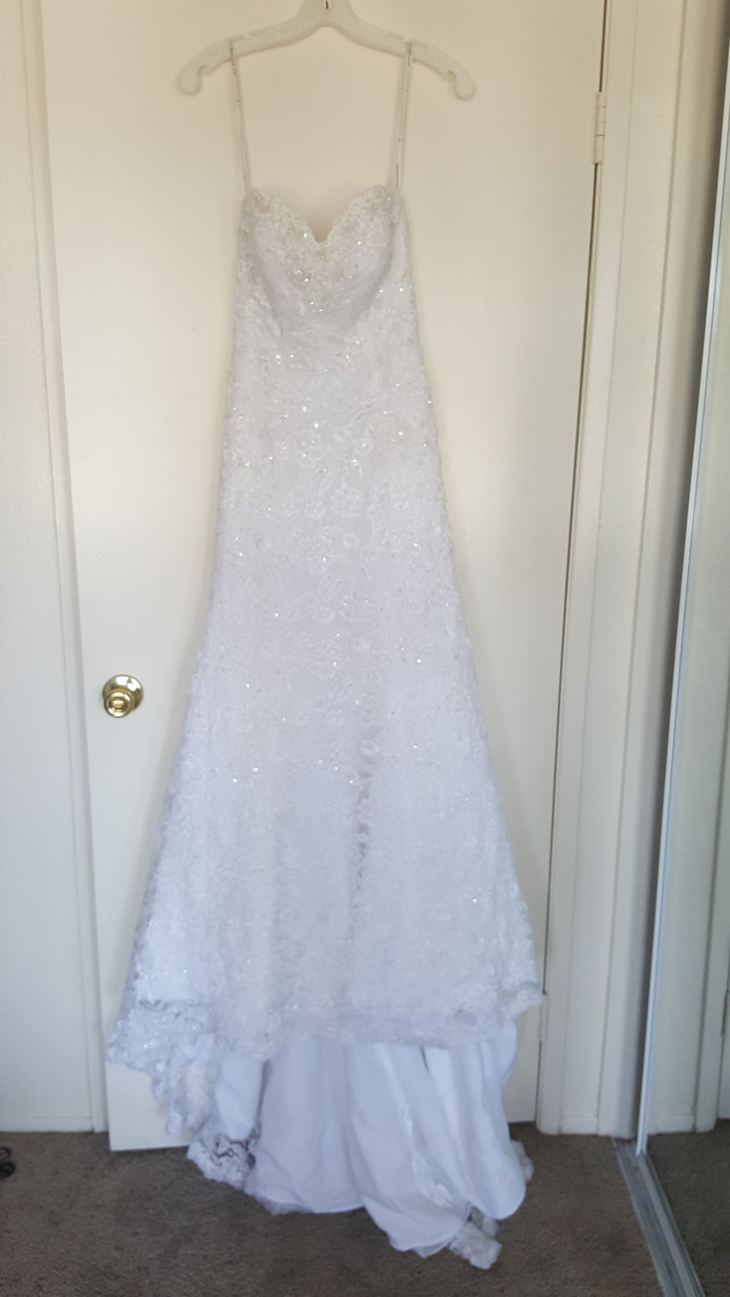 Monique Luo 'White Dress' size 2 new wedding dress front view on hanger