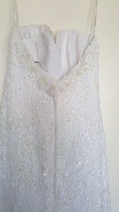 Monique Luo 'White Dress' size 2 new wedding dress back view close up on hanger
