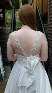Allure Bridals 'Beaded Dress' size 10 sample wedding dress back view close up on bride